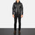 Black Hooded Leather Bomber Jacket
