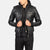 Black Hooded Leather Bomber Jacket