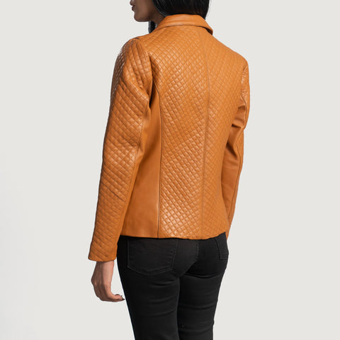 Quilted Brown Leather Blazer