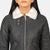 Black & White Leather Bomber Jacket with Gradient Finish
