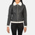 Black & White Leather Bomber Jacket with Gradient Finish
