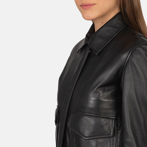 Black Leather Bomber Jacket