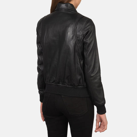 Black Leather Bomber Jacket